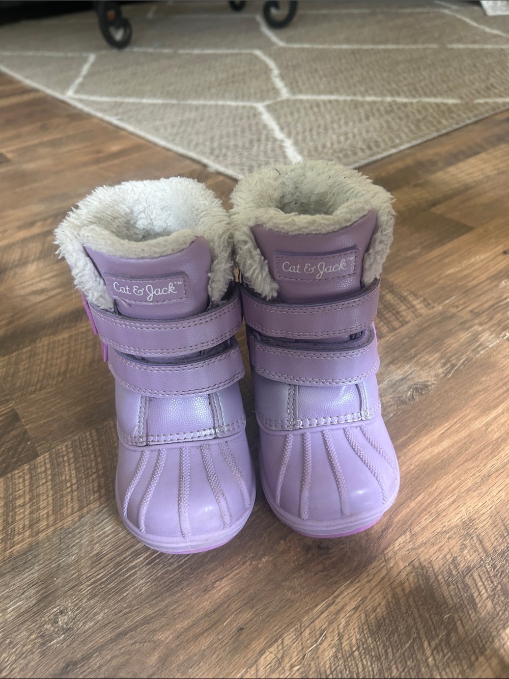 Cat & Jack Lavender Kids' Snow Boots with Faux-Fur Cuffs